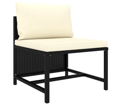 Set de muebles de jardín 6 pzas y cojines ratán sintético negro