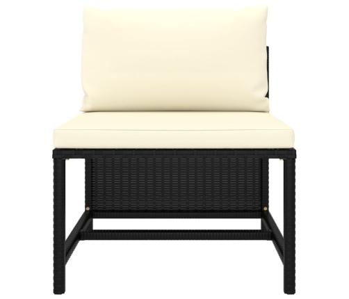Set de muebles de jardín 6 pzas y cojines ratán sintético negro