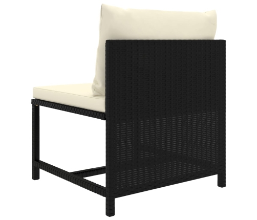 Set de muebles de jardín 6 pzas y cojines ratán sintético negro