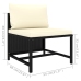Set de muebles de jardín 6 pzas y cojines ratán sintético negro