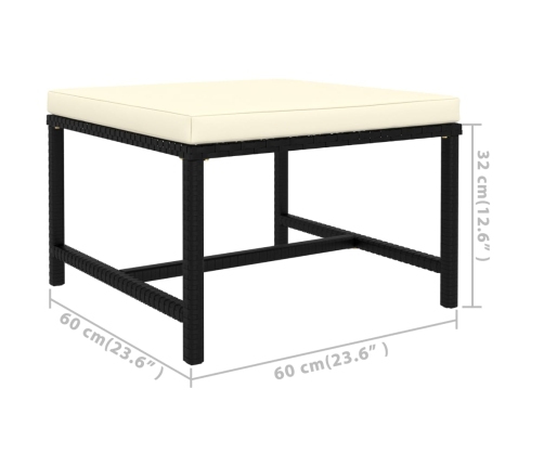 Set de muebles de jardín 6 pzas y cojines ratán sintético negro