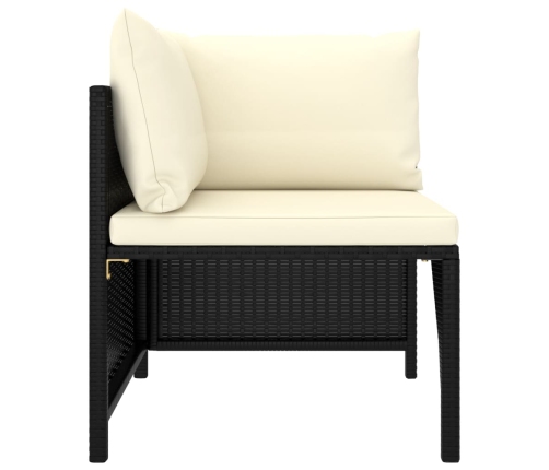 Set de muebles de jardín 7 pzas y cojines ratán sintético negro