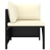 Set de muebles de jardín 7 pzas y cojines ratán sintético negro