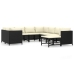 Set de muebles de jardín 9 pzas y cojines ratán sintético negro