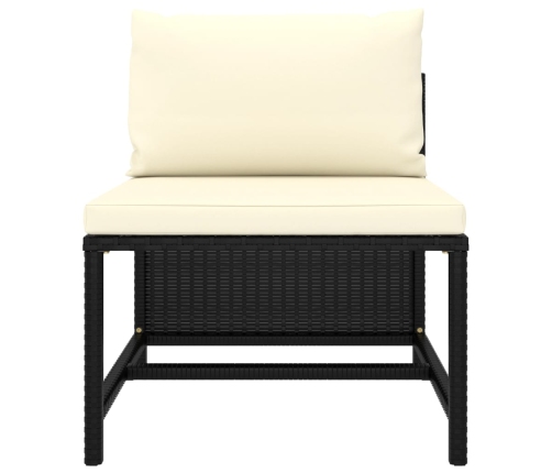 Set de muebles de jardín 9 pzas y cojines ratán sintético negro