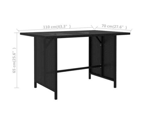 Set de muebles de jardín 9 pzas y cojines ratán sintético negro