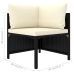 Set de muebles de jardín 9 pzas y cojines ratán sintético negro