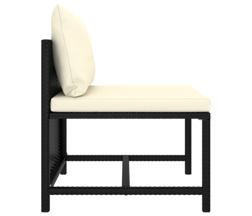 Set de muebles de jardín 9 pzas y cojines ratán sintético negro