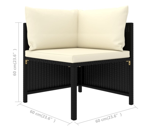 Set de muebles de jardín 9 pzas y cojines ratán sintético negro