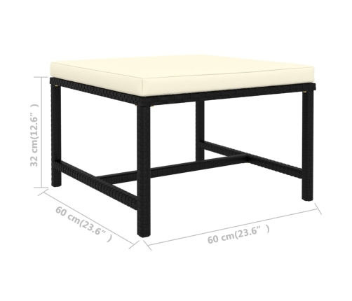 Set de muebles de jardín 11 pzas cojines ratán sintético negro