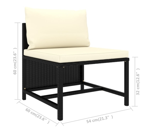 Set de muebles de jardín 11 pzas cojines ratán sintético negro