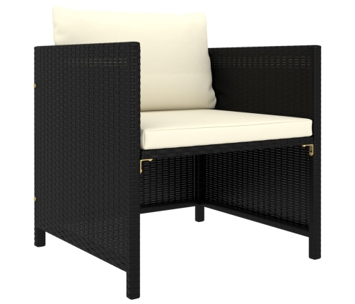 Set de muebles de jardín 12 pzas cojines ratán sintético negro