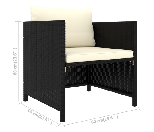 Set de muebles de jardín 12 pzas cojines ratán sintético negro