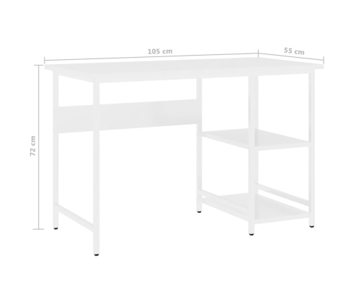 Escritorio para ordenador de MDF y metal blanco 105x55x72 cm