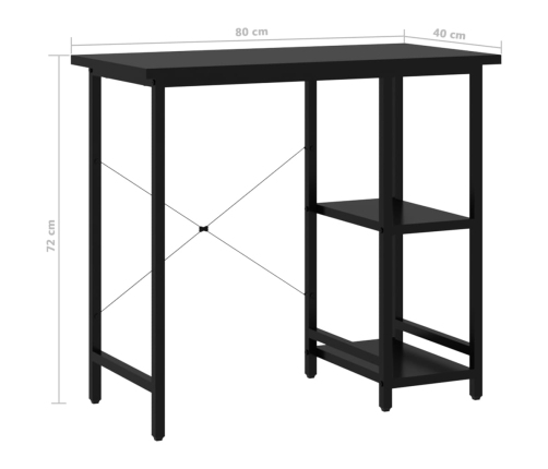 Escritorio para ordenador de MDF y metal negro 80x40x72 cm