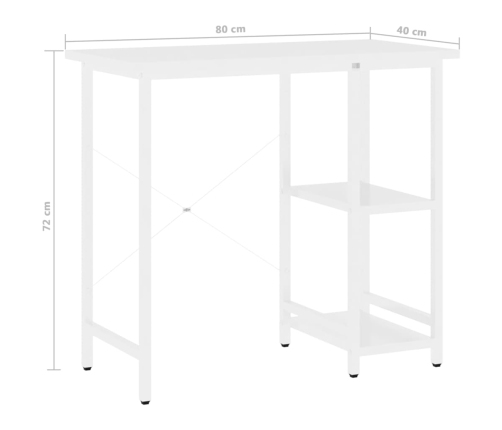 Escritorio para ordenador de MDF y metal blanco 80x40x72 cm