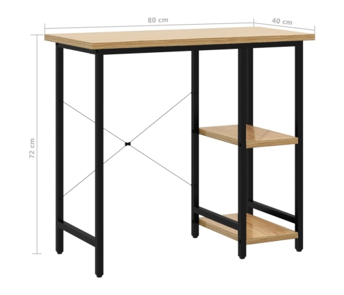 Escritorio para ordenador MDF metal negro roble 80x40x72 cm