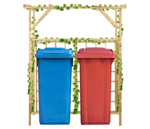 Pérgola de jardín para 2 cubos de basura madera pino impregnada