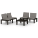 Set de muebles de jardín 3 piezas con cojines plástico gris