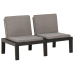 Set de muebles de jardín 3 piezas con cojines plástico gris