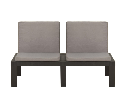 Set de muebles de jardín 3 piezas con cojines plástico gris
