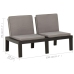 Set de muebles de jardín 3 piezas con cojines plástico gris