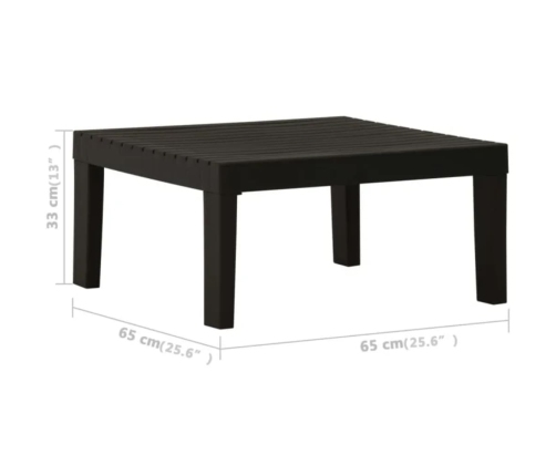 Set de muebles de jardín 3 piezas con cojines plástico gris