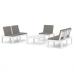 Set de muebles de jardín 4 piezas con cojines plástico blanco