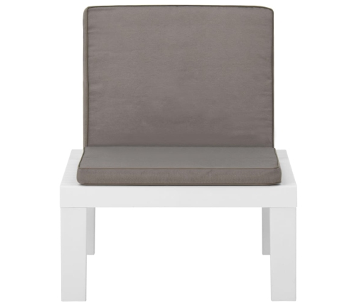 Set de muebles de jardín 4 piezas con cojines plástico blanco