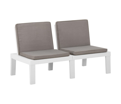 Set de muebles de jardín 4 piezas con cojines plástico blanco