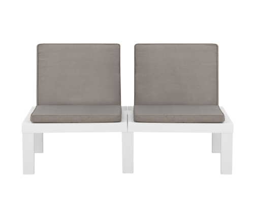 Set de muebles de jardín 4 piezas con cojines plástico blanco
