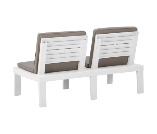 Set de muebles de jardín 4 piezas con cojines plástico blanco