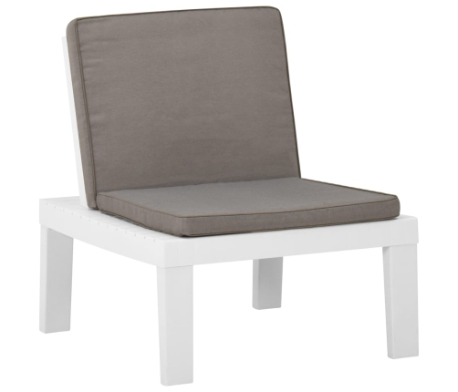 Set de muebles de jardín 4 piezas con cojines plástico blanco