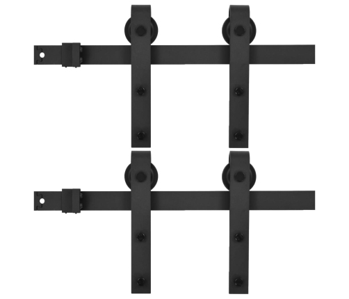 Kit de herrajes de puertas correderas acero negro 2 uds 200 cm