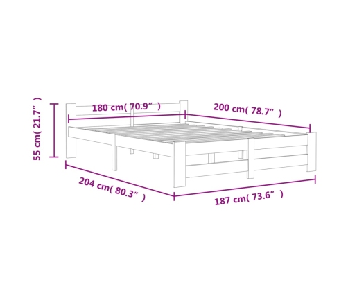 vidaXL Estructura de cama de madera maciza de pino 180x200 cm