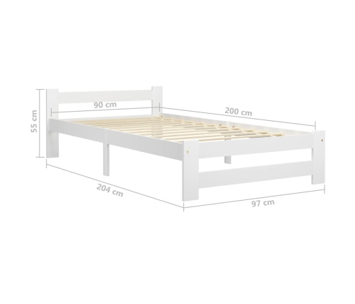 Estructura de cama sin colchón madera de pino blanco 90x200 cm