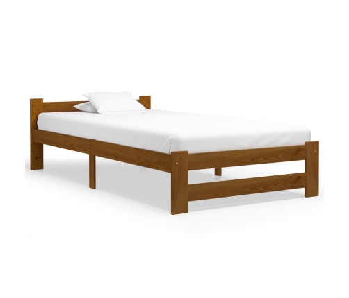 Estructura cama sin colchón madera pino marrón miel 100x200 cm