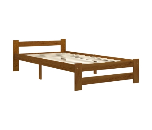 Estructura cama sin colchón madera pino marrón miel 100x200 cm