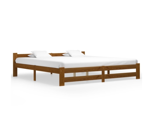 Estructura cama sin colchón madera pino marrón miel 200x200 cm