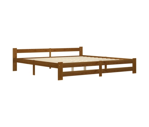 Estructura cama sin colchón madera pino marrón miel 200x200 cm