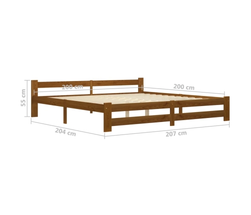 Estructura cama sin colchón madera pino marrón miel 200x200 cm