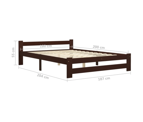 Estructura cama sin colchón madera pino marrón oscuro 180x200cm