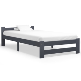 Estructura cama sin colchón madera pino gris oscuro 90x200 cm
