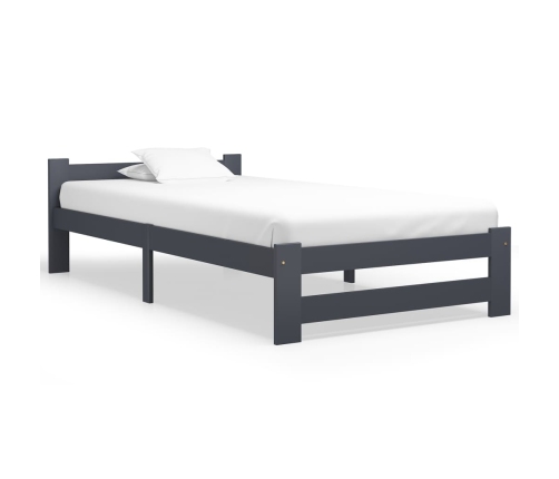 Estructura cama sin colchón madera pino gris oscuro 90x200 cm