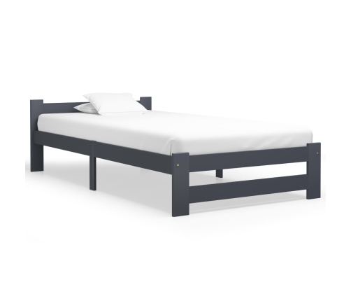 Estructura cama sin colchón madera pino gris oscuro 100x200 cm