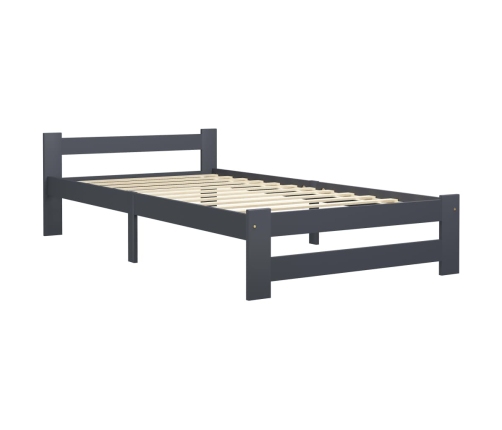 Estructura cama sin colchón madera pino gris oscuro 100x200 cm