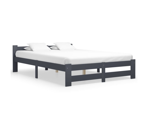 Estructura de cama madera maciza de pino gris oscuro 120x200 cm