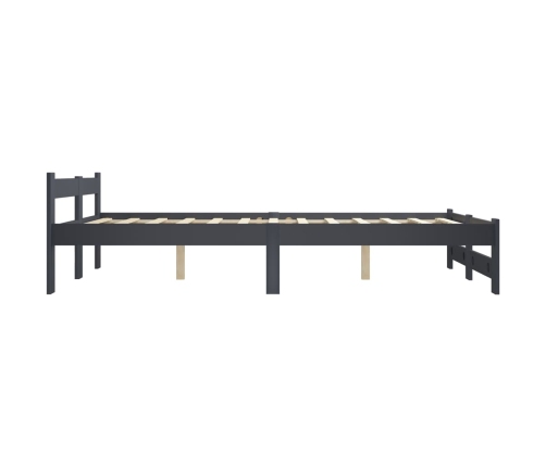 Estructura de cama madera maciza de pino gris oscuro 120x200 cm