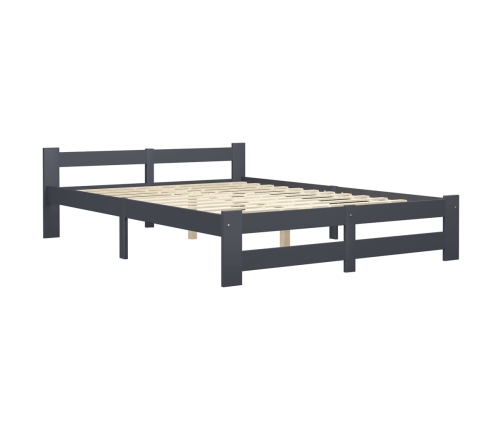 Estructura de cama madera maciza de pino gris oscuro 160x200 cm