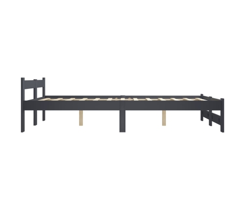 Estructura de cama madera maciza de pino gris oscuro 160x200 cm